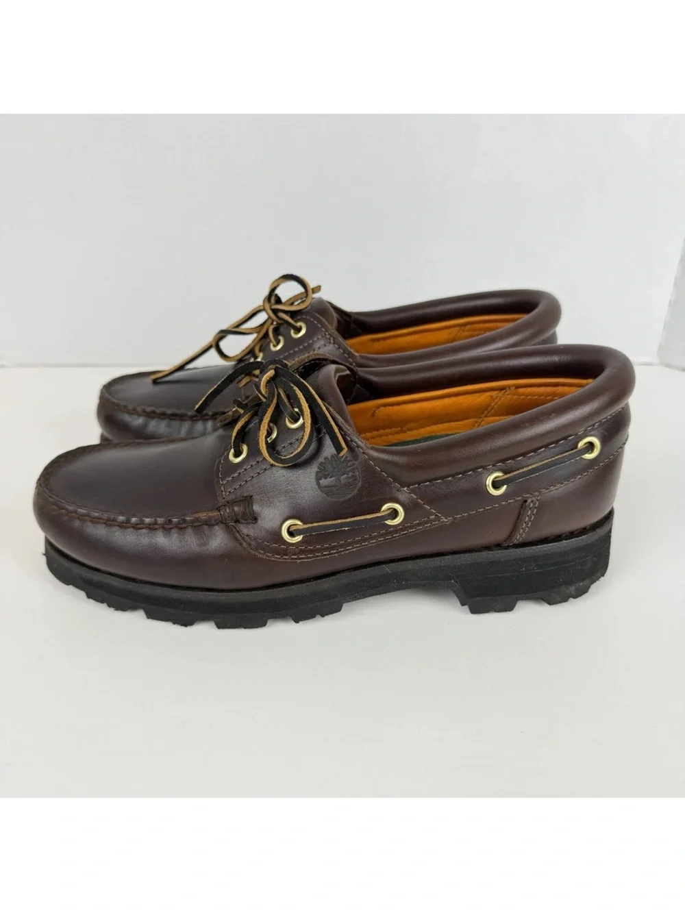 Timberland Authentics 3-Eye Lug Handsewn Men Boat Shoe Size 8W Brown